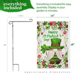 Load image into Gallery viewer, G128 Combo Pack: Garden Flag Stand Black 36 in x 16 in & Garden Flag Happy St. Patrick's Day Decoration Decoration Leprechaun Gnome 12x18 DoubleSided Blockout Fabric