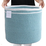 Load image into Gallery viewer, Large Recycled Cotton Rope Basket Blanket Storage Basket Pillows Toys Towels Laundry and Living Room Organization 15.8x13.8 Inches Eco friendly & Decorative Basket Blue