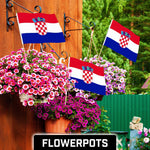 Load image into Gallery viewer, G128 12 Pack Handheld Croatia Croatian Stick Flags 12x18 In Printed 150D Polyester, Country Flag, Solid Wooden Stick, Spear Gold Tip