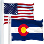 Load image into Gallery viewer, G128 Combo Pack: USA American Flag 3x5 Ft 150D Printed Stars & Colorado State Flag 3x5 Ft 150D Printed