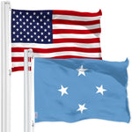 Load image into Gallery viewer, G128 Combo Pack: American USA Flag 3x5 Ft & Micronesia Micronesian Flag Both LiteWeave Pro Series Printed 150D Polyester, Brass Grommets