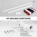 Load image into Gallery viewer, Combo Pack 6 Ft Tangle Free Spinning Flagpole White Thailand Thai Flag 3x5 ft