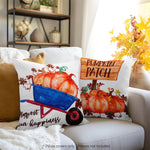 Load image into Gallery viewer, Fall Decoration Pumpkin Wagon Tractor Waterproof Throw Pillow Covers 18 x 18 In Set of 4, Beautiful Cushion Covers for Autumn Sofa Couch Decoration