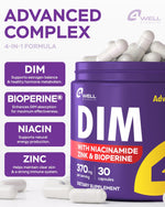Load image into Gallery viewer, Dim Supplement 370mg Complex with Zinc Niacinamide Estrogen Blocker for Women & Men Hormone Balance Hormonal Acne Menopause and Antioxidant Support Diindolylmethane 30 Capsules