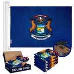 Load image into Gallery viewer, Michigan MI State Flag 3x5 Ft 5Pack Doublesided Embroidered Polyester By G128