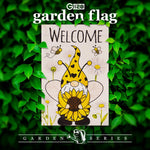 Load image into Gallery viewer, Garden Flag Welcome Bee Gnome with Sunflower 12x18 Blockout Fabric