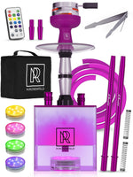 Load image into Gallery viewer, Purple Hookah 2 Hose Hookah Set YADO Square Hookah To Go with Charcoal Holder