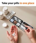 Load image into Gallery viewer, Travel Pill Organizer Box Black Moisture Proof Case with Magnetic Closure Large 8 Compartment Holder for Pills Vitamins and Supplements Reliable Medicine Organizer for Daily Use at Home or on The Go