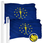 Load image into Gallery viewer, G128 2 Pack: Indiana IN State Flag 2x3 Ft ToughWeave Series Embroidered 300D Polyester Embroidered Design, Indoor/Outdoor, Brass Grommets