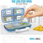 Load image into Gallery viewer, Pill Organizer Airtight Pill Box Blue Large Pill Dispenser for Home and Travel