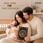 Load image into Gallery viewer, Birth Certificate Holder 8.5x11 Black Faux Leather Document Protector for Records Letter Size Durable Birth Certificate Document Holder Sleeve Protective Keepsake Folder with Gold Foil Cover