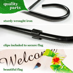 Load image into Gallery viewer, Combo Pack Garden Flag Stand Black 36x16 in Garden Flag 12x18 in Summer Welcome