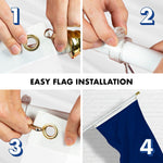 Load image into Gallery viewer, Combo Pack: 6 Feet Tangle Free Spinning Flagpole (White) Solid Blue Flag 3x5 ft Printed 150D Brass Grommets (Flag Included) Aluminum Flag Pole
