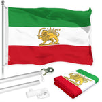 Load image into Gallery viewer, Combo Pack 6 Ft Tangle Free Aluminum Spinning Flagpole and Iran Lion Flag 3x5