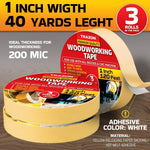 Load image into Gallery viewer, Double Sided Woodworking Tape 3 Pack 1 Inch x 120 Ft Wood Crafter Sticky Tool Two Side Adhesive for Router Templates Removable & Residue Free