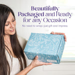 Load image into Gallery viewer, Mini Lavender Spa Gift Set Relaxation Gift Basket for Women Self Care Package with Lavender Candle Bath Bomb Soap Greeting Card & More