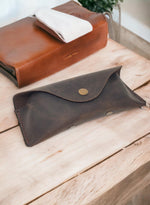 Load image into Gallery viewer, Leather Eyeglass Case Glasses Sunglass Case Genuine Leather with Snap Closure