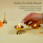 Load image into Gallery viewer, Handcrafted Paro Pyali 2.2 Inch Brass Diya for Pooja Premium Brass Gold Finish Oil Diya Lamp for Home Temple & Festivals Rust Resistant Diwali Puja Decorations for Home