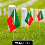 Load image into Gallery viewer, G128 30 Pack Handheld Portugal Portuguese Stick Flags 12x18 In Printed 150D Polyester, Country Flag, Solid Wooden Stick, Spear Gold Tip