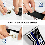 Load image into Gallery viewer, G128 Combo Pack: 6 Feet Tangle Free Spinning Flagpole (Black) Thin Blue Line Flag 3x5 ft Printed 150D Brass Grommets (Flag Included) Aluminum Flag Pole