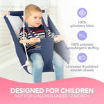 Load image into Gallery viewer, Canvas Kids Swing Wooden Hanging Seat Chair with Safety Belt Durable Toddler Seat Suitable for Outdoor and Indoor Use Mounting Hardware Included Blue