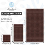 Load image into Gallery viewer, Luxury Brown Bath Towel 8 Piece Set Combed Cotton Hotel Quality Brown Towels Set