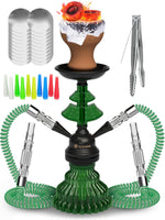 Load image into Gallery viewer, Green Hookah Set 2 Hose Hookah LilOne 12 inch Mini Glass Hookah Combo Kit Set