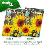 Load image into Gallery viewer, House Flag Welcome Sunflowers Butterflies 28x40 In Printed Blockout Polyester