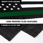 Load image into Gallery viewer, Combo Pack Flag Pole 6 FT White Tangle Free and Thin Green Line Flag 3x5 FT