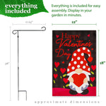 Load image into Gallery viewer, G128 Combo Pack: Garden Flag Stand Black 36 in x 16 in & Garden Flag Happy Valentine's Day Decoration Gnome Holding Red Heart 12x18 Blockout Fabric