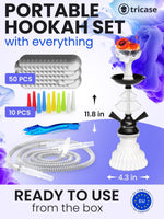 Load image into Gallery viewer, White Black Hookah set with everything Hookah Set 2 Hose Hookah LilOne
