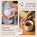 Load image into Gallery viewer, Mini Lavender Spa Gift Set Relaxation Gift Basket for Women Self Care Package with Lavender Candle Bath Bomb Soap Greeting Card & More