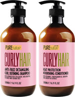 Load image into Gallery viewer, Curly Hair Shampoo and Conditioner Set Sulfate Free and Color Safe For Wavy Frizzy Fine Black and Permed Styles Moisturizing for Men and Women Deep Curl Hydrating Products with Argan Oil