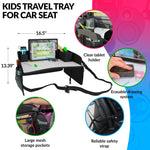 Load image into Gallery viewer, Kids Travel Tray for Kids Car Seat Toddler Car Seat Tray Table with 6 Compartments and Tablet Stand Foldable Toddler Table for Travel Folding Portable Desk Compact Road Trip Essentials