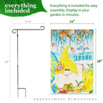 Load image into Gallery viewer, Combo Pack: Garden Flag Stand Black 36 in x 16 in & Garden Flag Summer Decoration All You Need is Summer Gnome 12x18 DoubleSided Blockout Fabric