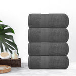 Load image into Gallery viewer, 4 Pack Resort Collection Soft Bath Towels 28x55 in Hotel Plush Cotton Smoke Grey