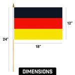 Load image into Gallery viewer, G128 30 Pack Handheld Germany German Stick Flags 12x18 In Printed 150D Polyester, Country Flag, Solid Wooden Stick, Spear Gold Tip