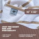 Load image into Gallery viewer, Cotton Pool Towels Oversized 30 x 60 Inches 4 Pack Ultra Absorbent and Low Lint Striped Beach Towels for Adults Stripes Design Luxury Extra Large Bath Towels Beige
