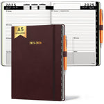 Load image into Gallery viewer, 2025 2026 HARDCOVER Leather Planner Weekly & Monthly 6.5 * 8.5 Inches Academic Planner Business Personal or Student Pen Holder Thick Paper July 2025 June 2026 (Dark Red)
