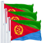 Load image into Gallery viewer, G128 3 Pack: Eritrea (Eritrean) Flag 3x5 feet Printed 150D Indoor/Outdoor, Vibrant Colors, Brass Grommets, Quality Polyester, Much Thicker More Durable Than 100D 75D Polyester