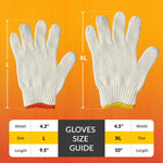 Load image into Gallery viewer, Beige Work Cotton Gloves for Men Women 9.5 Inch Pack of 24 (12 Pairs) String Knit Work Gloves with Red Line Elastic Knit Wrist Washable Cotton Polyester Gardening Gifts