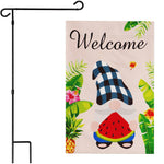 Load image into Gallery viewer, Combo Pack Garden Flag Stand Black 36x16 in Garden Flag 12x18 in Summer Welcome