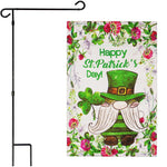 Load image into Gallery viewer, G128 Combo Pack: Garden Flag Stand Black 36 in x 16 in & Garden Flag Happy St. Patrick's Day Decoration Decoration Leprechaun Gnome 12x18 DoubleSided Blockout Fabric