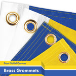 Load image into Gallery viewer, G128 Combo Pack: American USA Flag 3x5 Ft & Ukraine Ukrainian Coat of Arms Flag 3x5 Ft Both LiteWeave Pro Series Printed 150D Polyester, 4 Corner Brass Grommets, Perfect For Balcony/Wall