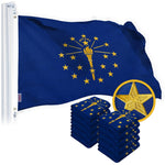 Load image into Gallery viewer, G128 10 Pack: Indiana IN State Flag 2x3 Ft StormFlyer Series Embroidered 220GSM Spun Polyester Embroidered Design, Indoor/Outdoor, Brass Grommets, Heavy Duty, All Weather