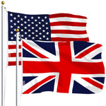 Load image into Gallery viewer, Combo Pack: USA American Flag 3x5 Ft 75D Printed Stars & United Kingdom (Union Jack) Flag 3x5 Ft 75D Printed