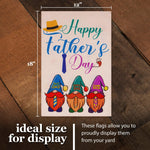 Load image into Gallery viewer, G128 Combo Pack: Garden Flag Stand Black 36 in x 16 in & Garden Flag Happy Father's Day Decoration Three Gnome Fathers 12x18 DoubleSided Burlap Fabric