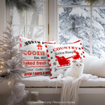 Load image into Gallery viewer, G128 Christmas Decoration Farmhouse Cookie & Pine Spruce Waterproof Throw Pillow Covers 18 x 18 in Set of 4, Beautiful Cushion Covers for Christmas Sofa Couch Decoration