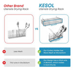 Load image into Gallery viewer, Sturdy 304 Stainless Steel Utensil Drying Rack Basket Holder with Hooks 3 Divided Compartments Rust Proof No Drilling