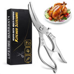 Load image into Gallery viewer, Stainless Steel Poultry Shears Heavy Duty Kitchen Shears for Food with Hardened Blades One Hand Safety Lock Spring Mechanism Dishwasher Safe Chicken Meat Cutting Turkey Fish and Vegetables